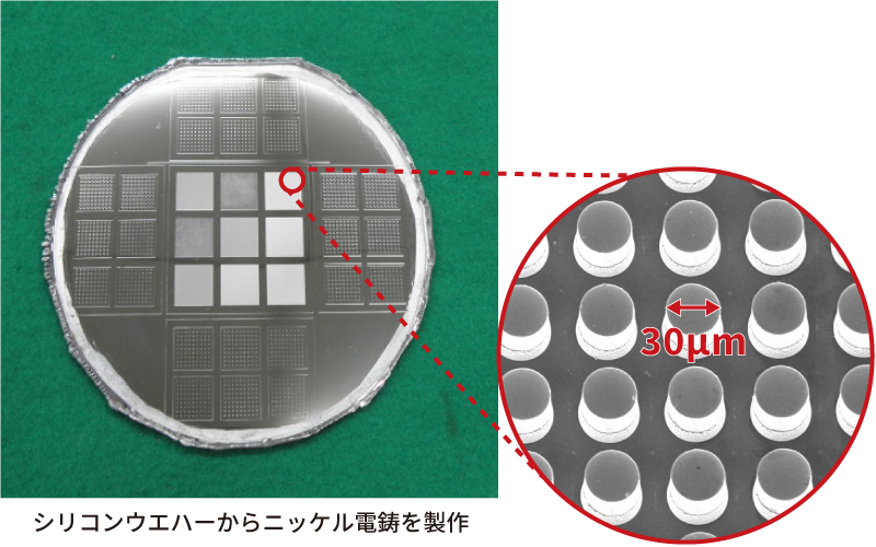 シリコンウエハーからニッケル電鋳を製作