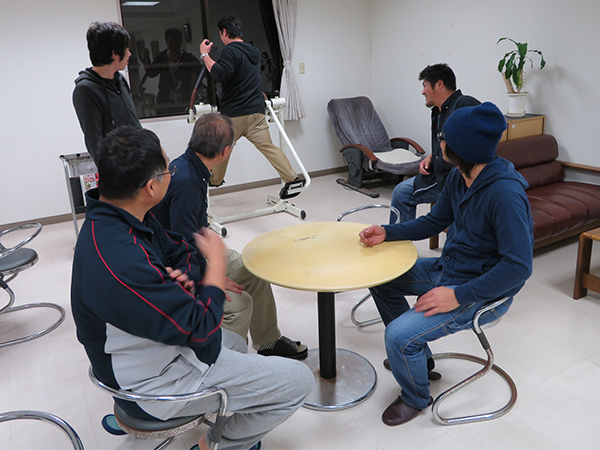 ロビーでコミュニケーション