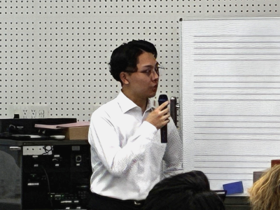 都城高専で卒業生の若手社員が出前授業