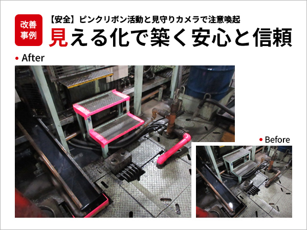  安全：ピンクリボン活動と見守りカメラで注意喚起